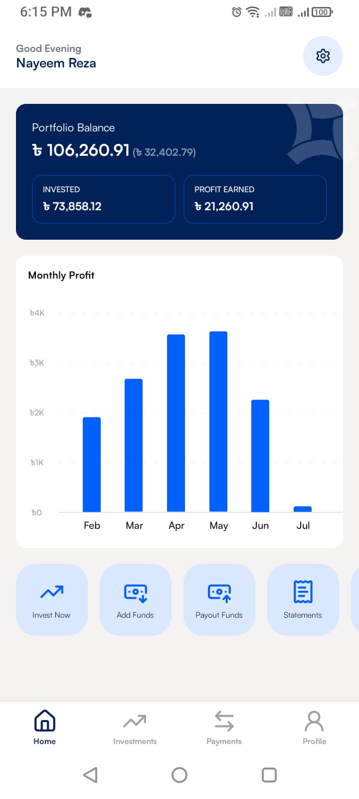 Chamak REX investor dashboard